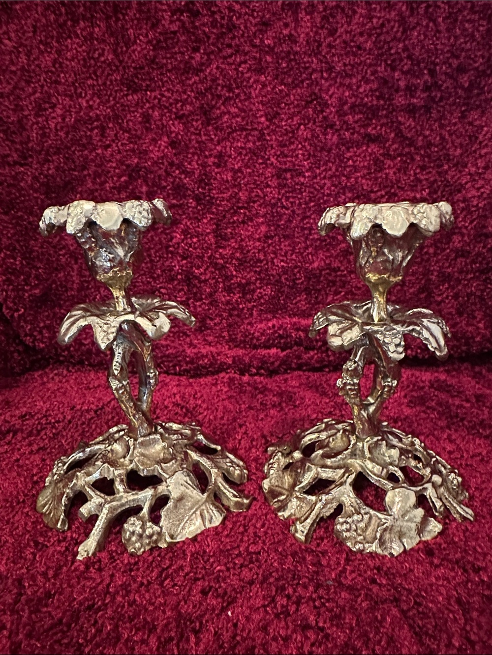 Glo Mar Art Works Inc. N. Y. Hollywood Regency Matching Gold Ornate Candlesticks